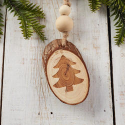 Rustic Wood Slice Tree Ornament