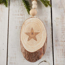 Rustic Wood Slice Star Ornament