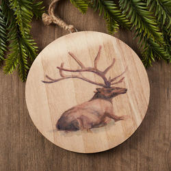 Rustic Wood Slice Deer Tree Ornament