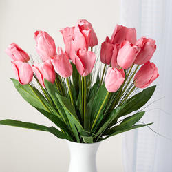 Artificial Pink Tulip and Onion Grass Stems