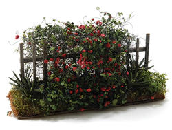 Miniature Garden Fence with Climbing Rose Vines