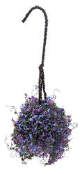 Miniature Hanging Basket of Tiny Purple Flowers