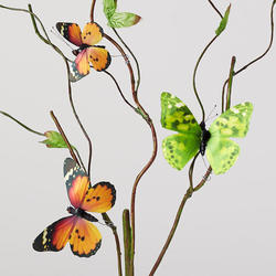 Artificial Orange and Green Butterflies Branch