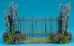 Miniature Rustic Garden Fence with Flowers