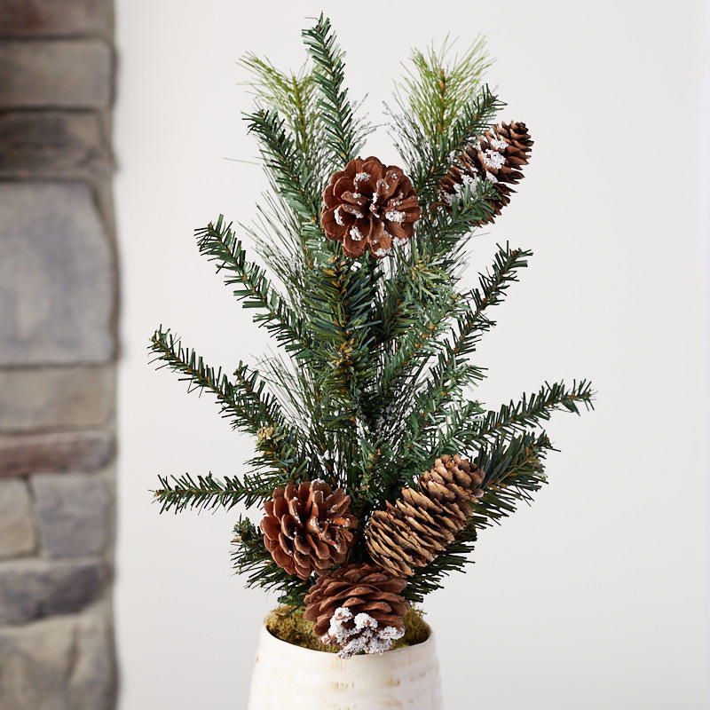 Artificial Snow Dusted Pine and Cones Spray - Picks + Sprays - Floral ...