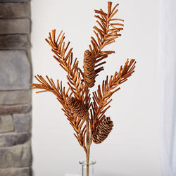 Artificial Light Brown Pine and Cones Spray