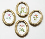 Dollhouse Miniature Framed Oval Floral Paintings, 4 Pcs.