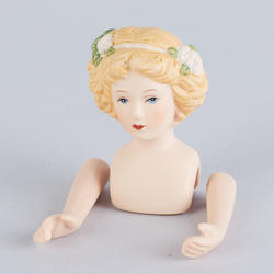 Porcelain Blonde with Flowers Doll Head and Arms - True Vintage