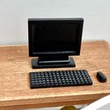 Dollhouse Miniature Black Desktop Computer Set