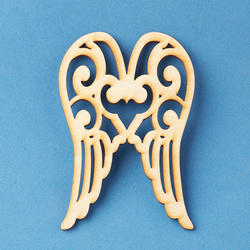 Unfinished Wood Laser Cut Angel Wing Cutout