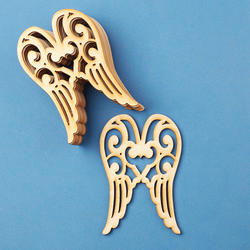 Unfinished Wood Laser Cut Angel Wing Cutouts