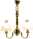 Dollhouse Miniature 12V Two Light Fluted Chandelier