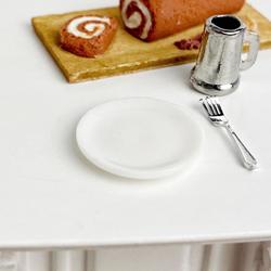 Dollhouse Miniature White Porcelain Dinner Plate