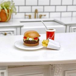Dollhouse Miniature Fast Food Hamburger Meal
