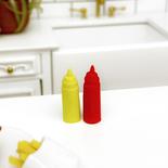 Dollhouse Miniature Ketchup and Mustard Condiment Bottles