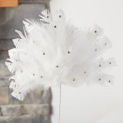 White and Sequin Feather Fan Pick