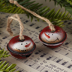 Rustic Snowman Bell Christmas Ornament