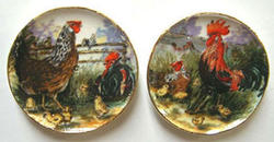 Dollhouse Miniatures Rooster Platters