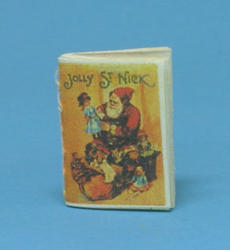 Dollhouse Miniature Jolly Saint Nick, Readable Book