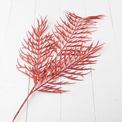 Red Glittered Artificial Coral Fern Spray