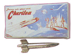 Dollhouse Miniature Space Rocket Box with Sterling Rocket