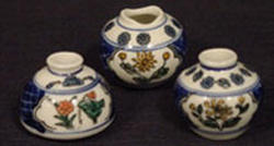 Dollhouse Miniature Blue Floral Vase Set