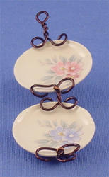 Miniature Floral Plates with Wall Rack