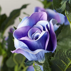 Faux Lavender Blue Open Rose Stems
