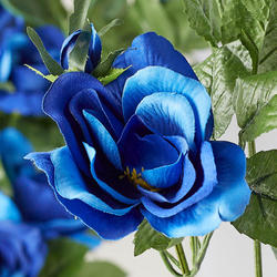 Faux Blue Open Rose Stems