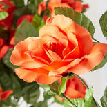Faux Orange Open Rose Stems