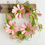 Artificial Plaid Flower and Mixed Foliage Wreath