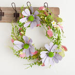 Artificial Dot Pattern Flower and Mixed Foliage Wreath