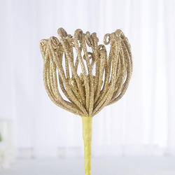 Gold Glittered Artificial Fuji Mum Stem