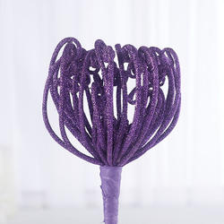 Purple Glittered Artificial Fuji Mum Stem