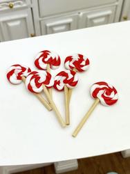 Dollhouse Miniature Red and White Lollipops
