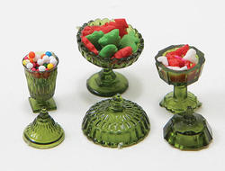 Dollhouse Miniature Candy Dishes with Candy