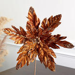 Brown Velvet Glittered Artificial Poinsettia Pick