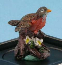 Dollhouse Miniature Robin Hand Painted Bird Figurine