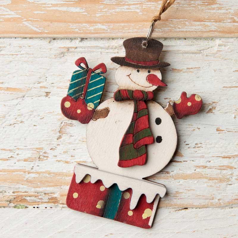 Rustic Wood Snowman Christmas Ornament - What's New ...
