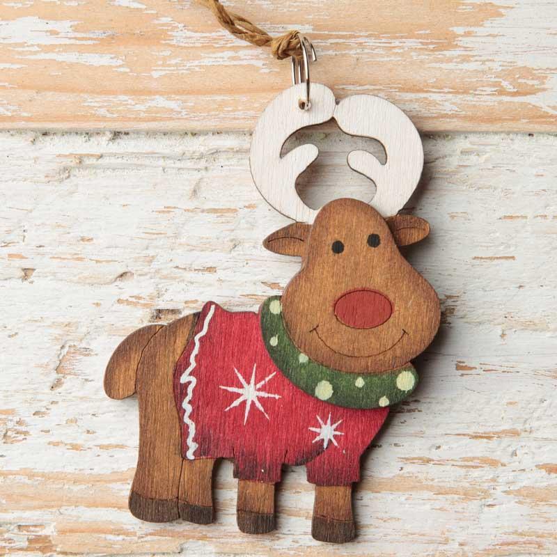 Rustic Wood Reindeer Christmas Ornament - Christmas Ornaments ...
