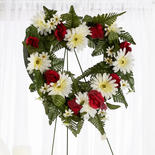Premade Red & White Silk Flower Heart Easel Cemetery Arrangement