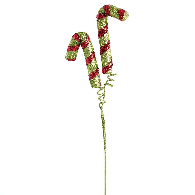 Glitter Candy Cane Pick - Christmas Holiday Florals - Floral Supplies ...