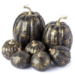 Bulk Case of 168 Gold Brushed Black Artificial Pumpkins