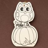 Wood Cutout Owl on Pumpkin Ornament
