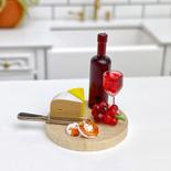 Dollhouse Miniature Wine and Cheese Set
