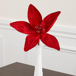 Artificial Red Velvet Poinsettia Pick
