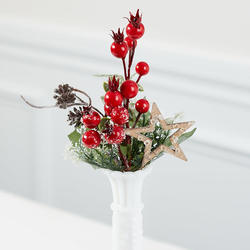 Artificial Holiday Red Berry Star Pick