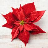 Artificial Red Velvet Poinsettia with Clip