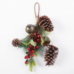 Holiday Pine Cone, Sleigh Bell, and Berry Ornament