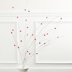 Red Bell Artificial White Twig Spray